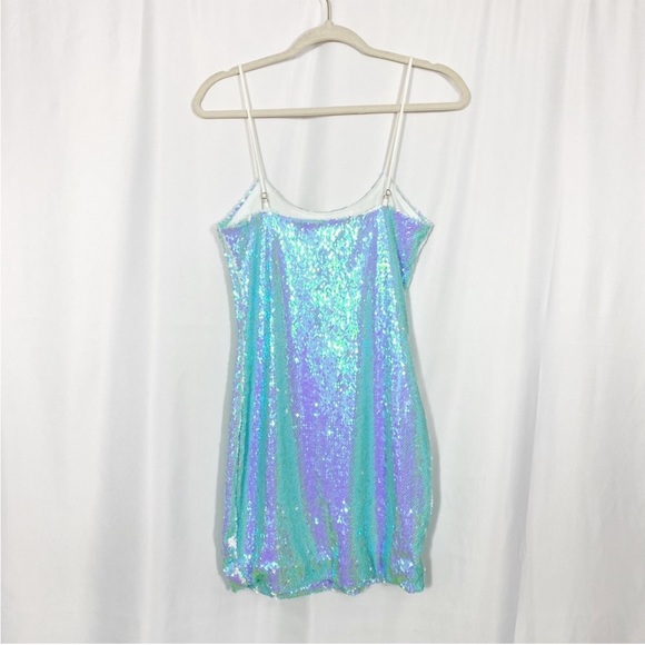 Lucy in the Sky Iridescent Sequin Bodycon Mini Dress Aqua - Picture 4 of 7